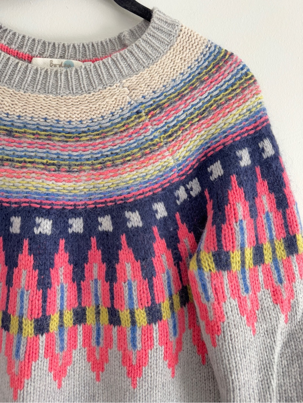 Boden Gray Fair Isle Wool Alpaca Crewneck Sweater - Picture 4 of 9